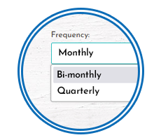 Drop down showing beer subscription frequencies: Monthly, Bi-monthly and Quarterly